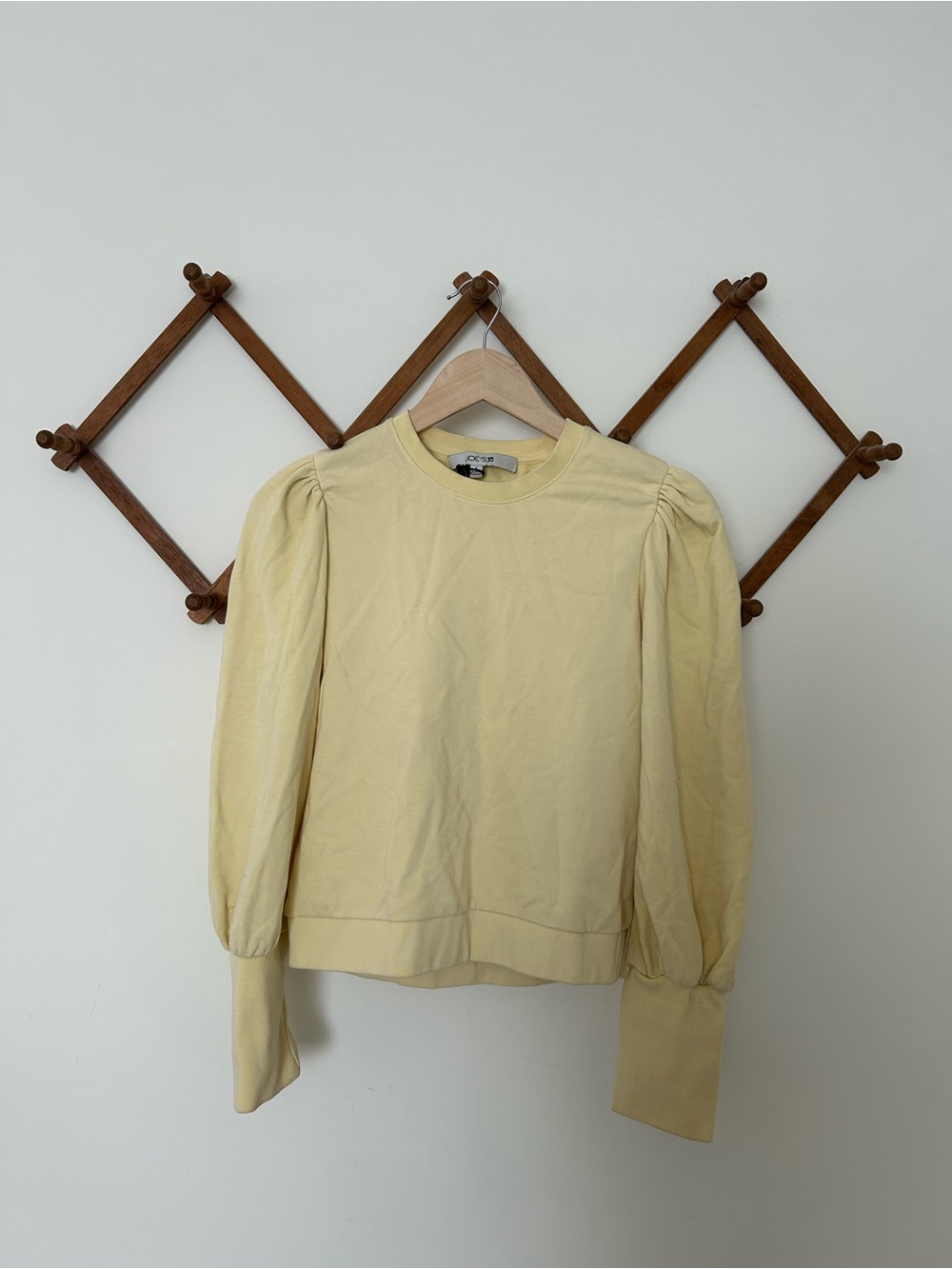 Joe's Jeans Puff-Sleeve Crewneck Top - Pale Yellow